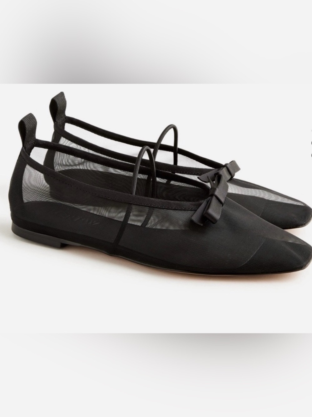 J.Crew Quinn Black Mesh Mary Jane Ballet Flats Bow Balletcore 9.5 NWOB